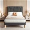 Blishom Struttura Letto Matrimoniale 120 x 200 cm,Letto Imbottito con Testiera Imbottita Regolabile, Doghe in Legno, Piattaforma Robusta,Moderno,Grigio