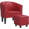 fsahslih Poltrona da club con poggiapiedi, in ecopelle, da cocktail, con cuciture a bottoni, per soggiorno, camera da letto, ufficio, design moderno, imbottita, stile Chesterfield
