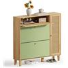 UEV Scarpiera da Ingresso Legno Design Bicolore 107x24x105cm Verde+Naturale