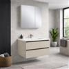 REDÒKASA Mobile Bagno Sospeso 80 cm PEONIA in alluminio con 2 cassetti, specchio contenitore a 2 ante, lavabo in ceramica (L 80 x P 47,5 x H 48)