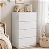 ZECIIYE Comò con 4 cassetti, mobile, comodino, tavolino, moderno, stretto, bianco, in MDF, per camera da letto, soggiorno, cameretta, corridoio, bagno e ufficio, 60 x 40 x 98 cm