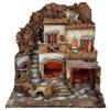 Chianese Presepe Artigianale Casolare Stile '700 con Forno, Luci e Grotta, Dimensioni 50x40x52 cm, Compatibile con Pastori da 8-10 cm, Scenografia Natalizia