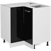 Vicco Mobile ad angolo cucina R-Line, Nero lucido, 75.6 cm