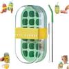 Generic Bottiglia per cubetti di ghiaccio 2 in 1 con cannuccia, tazza con vassoio Ic-e integrato, portatile, riutilizzabile, in silicone, zero touch, con coperchio e cestino, premere per rilasciare, vassoio