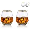 Glasseam Bicchieri Da Whisky Diamond Set Di 2 Bicchieri Da Whisky Inclinati 300ml Bicchiere Da Whisky Look Moderno Per Uomo, Donna, Papà, Marito, Amici, Bicchieri Per Bourbon/Rum/Bar Tumbler