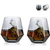 Glasseam Bicchieri Da Whisky Diamond Set Di 2 Bicchieri Da Whisky Inclinati 300ml Bicchiere Da Whisky Look Moderno Per Uomo, Donna, Papà, Marito, Amici, Bicchieri Per Bourbon/Rum/Bar Tumbler