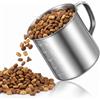 GEEHUA Paletta per mangime, 250 ml, in acciaio inox, misurino per cibo per cani e gatti, con scala precisa, lavabile in lavastoviglie, per cibo secco per cani e gatti