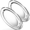 com-four® 2x Vassoio da portata in acciaio inox, vassoio ovale per servire | vassoio da portata lucido