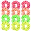HXMJIED 12 elastici al neon per ragazze anni '80, 4 colori di alta qualità, elastici per capelli, graziosi elastici in tinta unita, morbidi elastici per coda di cavallo, accessori per capelli anni '80,