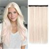 Sofeiyan Extension Capelli a Clip,50 cm Bianco Beige Extension Capelli Lisci con Rosa Tinsel Capelli,Posticci Colorati Monopezzo per Tutta la Testa,Posticci Sintetici per Donne Quotidiano Feste