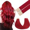 GOO GOO Extension Capelli Veri Biadesivo, Extension Biadesive Capelli Veri, 35cm-25g, Rosso