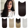 SEGO Extension Capelli Lisci Mossi con Filo Invisibile 50cm # Castano Scuro - Posticci per Donna senza Clip Natural Hair di Nuova Tecnologia Fascia Unica 90g