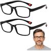 EBHO 2 Pezzi Occhiali da Lettura Uomo Filtro Luce Blu -Occhiali autofocus, Design Sportivo Elegante, Leggeri e Antiscivolo per Lavoro, Casa e Tempo Libero（100 gradi）