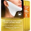 WebDeals Maschera lifting V Line con oro 24 K, maschera viso al collagene profondo per donne, riduzione della mascella con retinolo e acido ialuronico, maschera rassodante per papa e collo, 5 pezzi