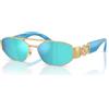 Versace Kids VK2003 100255 - Occhiali da Sole Bambina Oro con Medusa e Lenti Turchese Specchiato