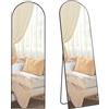 SONGMICS Specchio a figura intera, 160 x 50 cm, Specchio ad arco con supporto, Specchio con cornice in lega di alluminio, Vetro temperato, per camera da letto, soggiorno, spogliatoio, Nero