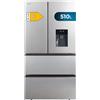 Cecotec Frigorifero Cecotec in acciaio inox con porta a doppia anta e dispenser d'acqua da 510 L, modello Bolero CoolMarket FD 510 WD. Acciaio inox, dimensioni: altezza 183 cm, larghezza 84 cm. Motore.