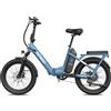 FAFREES F20 Bici Elettrica Pieghevole con Motore da 250W, Batteria 36V25Ah, 95KM - Grigio Blu