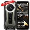 DOOGEE V Max 2 5G Telefono Rugged con Dimensity 8300, Batteria da 22000mAh, 48GB RAM (16+32), 512GB ROM, Doppia Luce da Campeggio, Display Posteriore Multifunzione da 1.05'', Fotocamera Principale da