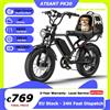 ATSANT Bicicletta Elettrica ATSANT K20 1500W con Motore Potente, Autonomia di 85 KM, Velocità Massima 50km/h, Batteria ad Alta Capacità 48V18Ah, Pneumatici Fat da 20 Pollici, con App, Scooter Elettrico,