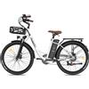 Fafrees Bicicletta elettrica FAFREES F26 con motore da 250W, batteria 36V25Ah, pneumatici 26x1.95 pollici, freni a disco meccanici - Bianca