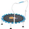 NONE Trampolino per bambini diametro 101 cm, trampolino da interno con sistema di corde elastiche pieghevoli, manubrio regolabile con schiuma e protezione di sicurezza, trampolino per ragazzi e ragazze dai