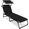 Arreditaly Lettino Sedia Sdraio Parasole Pieghevole Con Tettuccio Regolabile E Schienale Reclinabile Struttura In Metallo Ideale Per Mare Spiaggia Montagna Giardino Piscina E Campeggio Nero