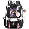 GDFENDU Kpop Singer Zaino con portachiavi, 43,2 cm, grande zaino impermeabile con USB e cavo audio, leggero zaino casual per la scuola per vacanze zaino da viaggio per ragazze ragazzi fan, A, 46 x 29