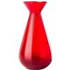 Venini - Vaso Gemme Rigadin Rosso H 15,5 cm in Vetro Soffiato di Murano