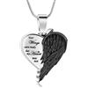 AIWENXI Collana con cuore di cenere, per uomini, donne, angeli, ali, cremazione, urna, gioielli in acciaio inox, souvenir, medaglione