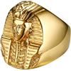 BESTonZON Anello Egiziano da Uomo in Acciaio Inossidabile Dorato Design Faraone, Stile Retrò Antico, Adatto per Halloween e Carnevale Comfort e Vestibilità Piacevole