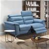 LIBEROSHOPPING Divano 2 Posti reclinabile L160 cm VALTA pelle azzurro poggiatesta
