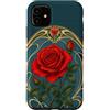 Belle Epoque Blooms Custodia per iPhone 11 Art Nouveau Rosa Rossa Floreale Vintage