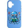 Book Lover Bookworm Reader And Retro Vin Custodia per iPhone 16 Bibliotecario Libro Mare Oceano Calamaro Gigante Lettura Divertente Polpo