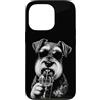 Retro Schnauzer Coffee Dog Meme Custodia per iPhone 13 Pro Schnauzer in miniatura che beve caffè freddo divertente amante dei cani