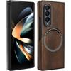 XKchatpt Custodia Magnetica per Samsung Galaxy Z Fold 3 Compatibile con la Ricarica Wireless, Custodia Rigida Sottile Antiurto in Pelle PU Marrone