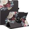 RLINGX Rotating Custodia Protettiva per iPad 2018 2017 9.7 Pollici (5 Generazione / 6 Generazione), iPad Air 2, iPad Air - 360 Gradi di Rotante Cover Protettiva Case con Auto Sonno/Sveglia (Fiore di Peonia)