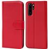 Verco custodia per Huawei P30 Pro, Case per P30 Pro Cover PU Pelle Portafoglio Protettiva, Rosso