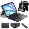 RESTEQ Custodia con tastiera QWERTY e touchpad per iPad Air 13 M3 2025 e iPad Pro 13 M4 2024/12.9, supporto girevole a 360°, tastiera retroilluminata