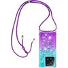 Paekear Custodia per Cellulare con Corda per Xiaomi 13T 5G/Xiaomi 13T Pro 5G Case, Liquido Sabbie Mobili Bumper TPU Cover con Collana Practical Stylish/Necklace Cordoncino Cordino Tracolla, Blu & Viola
