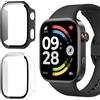 Vanrain Cover per Xiaomi Redmi Watch 6, 2 Pezzi Custodia Protezione Totale Ultra Sottile Cover Rigida per PC Schermo con Pellicola Vetro, Transparent+Nero
