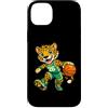 Bahaa's Tee Custodia per iPhone 14 Plus Leopard Basketball Mascot Dribbling Sports Graphic