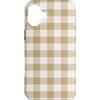 Simple Pattern Co Custodia per iPhone 16 Plus Motivo a quadretti beige crema | Plaid a scacchi neutri