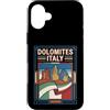 Dolomites Travel Art Studio Custodia per iPhone 16 Plus Dolomiti Italia Bandiera Montagne Alpine Vintage Travel Graphic