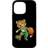 Bahaa's Tee Custodia per iPhone 14 Pro Max Leopard Basketball Mascot Dribbling Sports Graphic