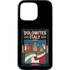 Dolomites Travel Art Studio Custodia per iPhone 15 Pro Max Dolomiti Italia Bandiera Montagne Alpine Vintage Travel Graphic