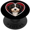 Black Tricolor Aussie Doodle Cuore Tricolore Nero Aussiedoodle PopSockets PopGrip Adesivo