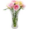 CiciIng Vaso per fiori in vetro trasparente, vaso in vetro cristallino addensato 24CM per fiori, vaso decorativo per erba pampa, tulipani, orchidee, rose, fiori secchi