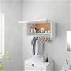 ACAGALA Armadietto pensile per bagno, pieghevole, armadio da bagno con apertura telescopica, armadio da bagno 70 cm di larghezza con stendino, bianco 70 x 32,5 x 35 cm