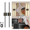 Partenopea Coppia Applique LED da Parete Senza Fili 70CM, Lampade Ricaricabili USB con Telecomando e Touch, Dimmerabili 3000K-6000K, Batteria 6000mAh, Rotazione 350°, Nero Oro